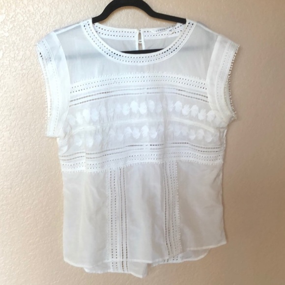 Veronica Beard Tops - Veronica beard white embroidered lace blouse/top